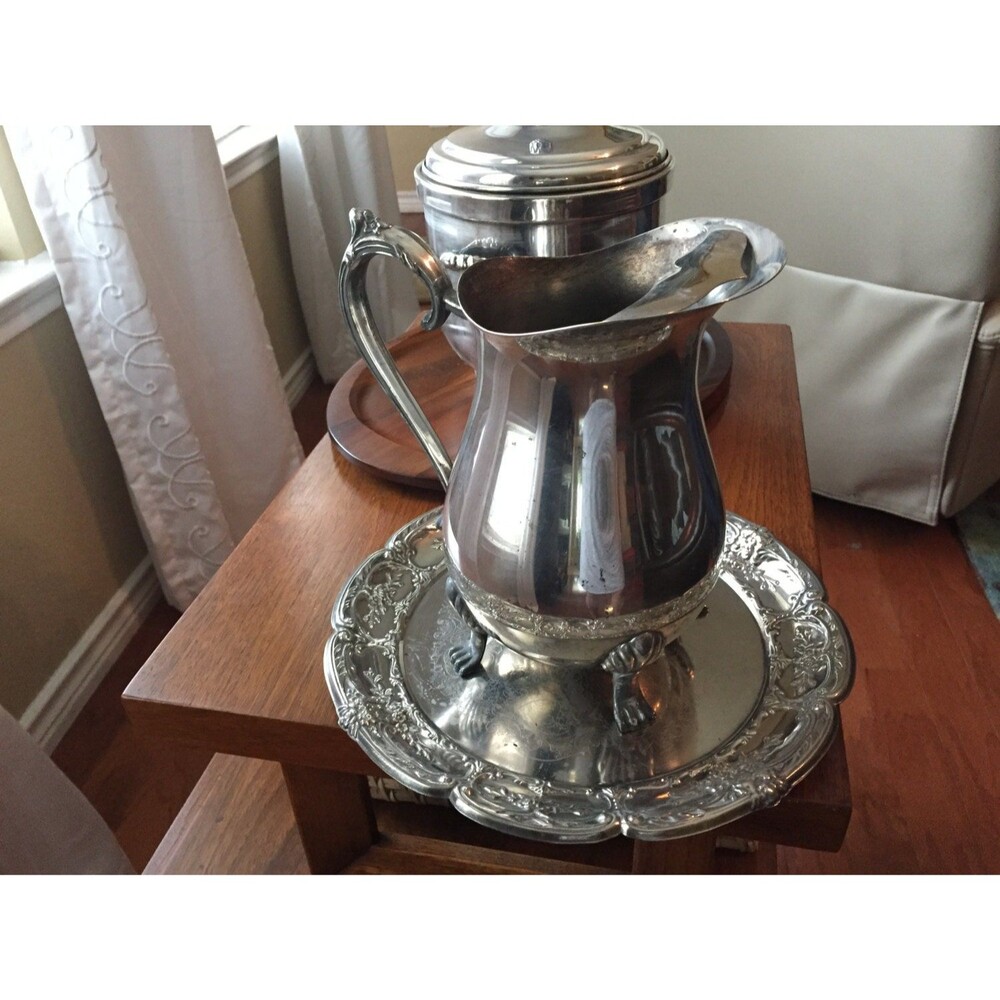 Leonard Silverplate Pitcher Vintage 8 1/4" Claw Footed Pitcher